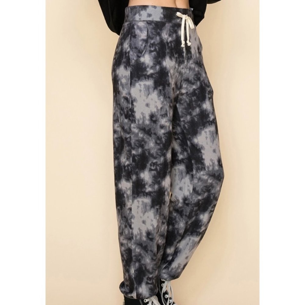 ❌SOLD OUT❌COZY DAY CHARCOAL TYE DYE JOGGERS - Picture 2 of 5